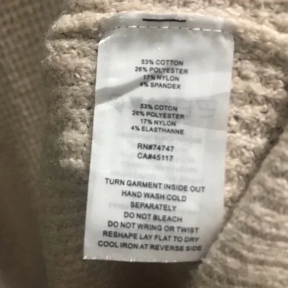 Natural Reflections XL Heather Waffle Oatmeal Long Sleeve Kangaroo Pocket Hooded - Picture 3 of 9